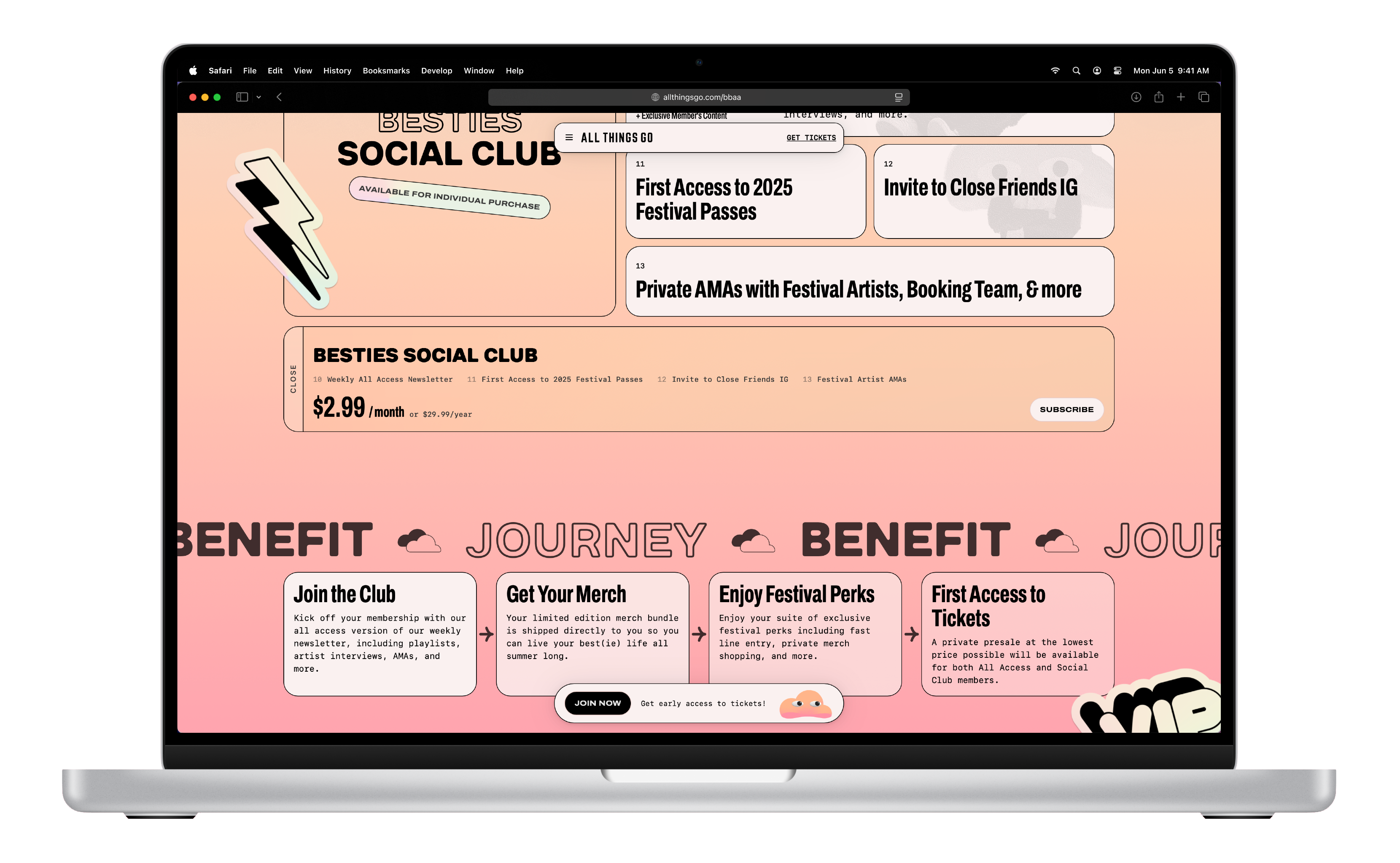 Desktop 'Benefit Journey' on the Boomfy's Besties All Access Website website for All Things Go
