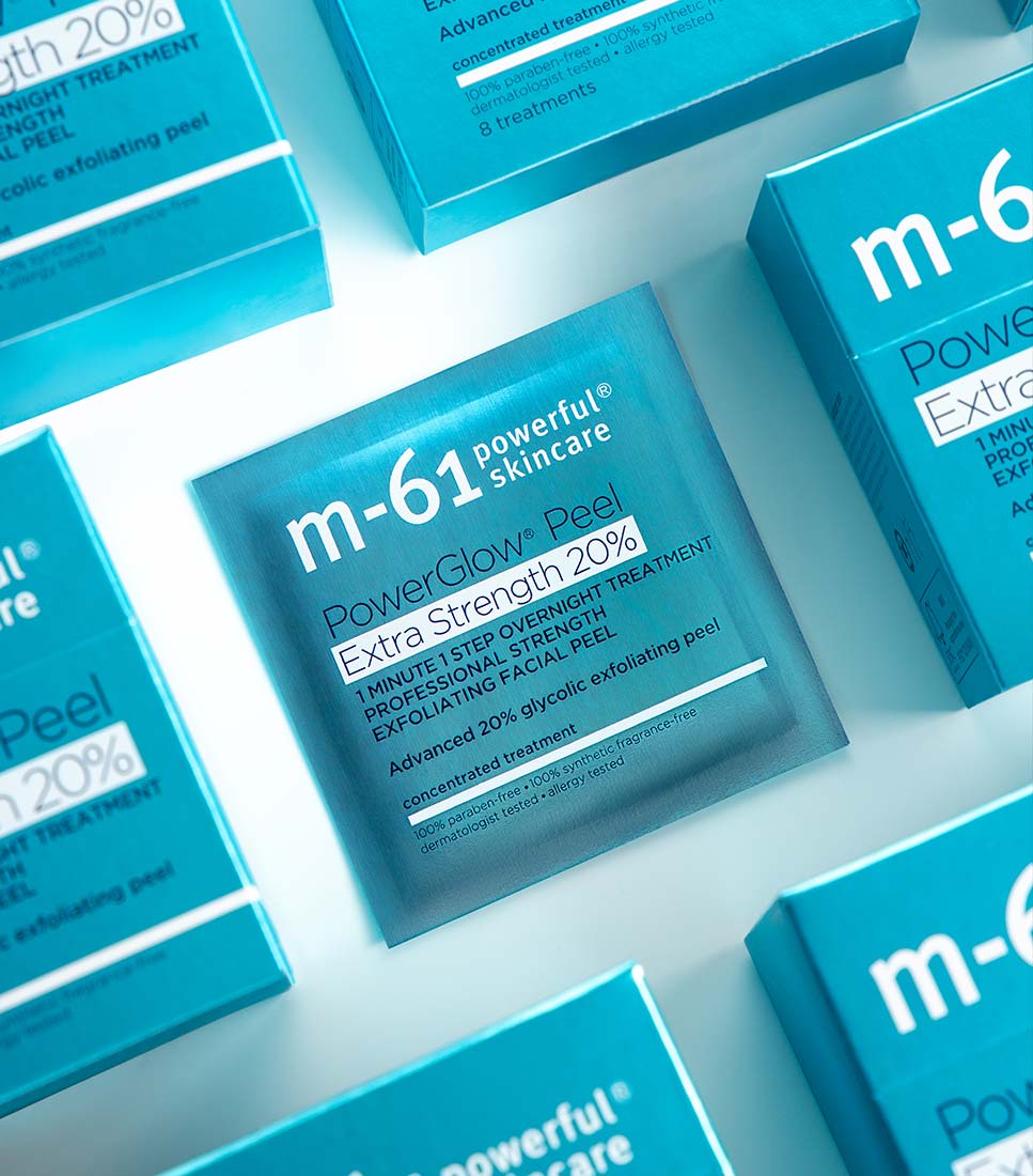 M-61 PowerGlow Peel Extra Strength 20% packaging design for Bluemercury