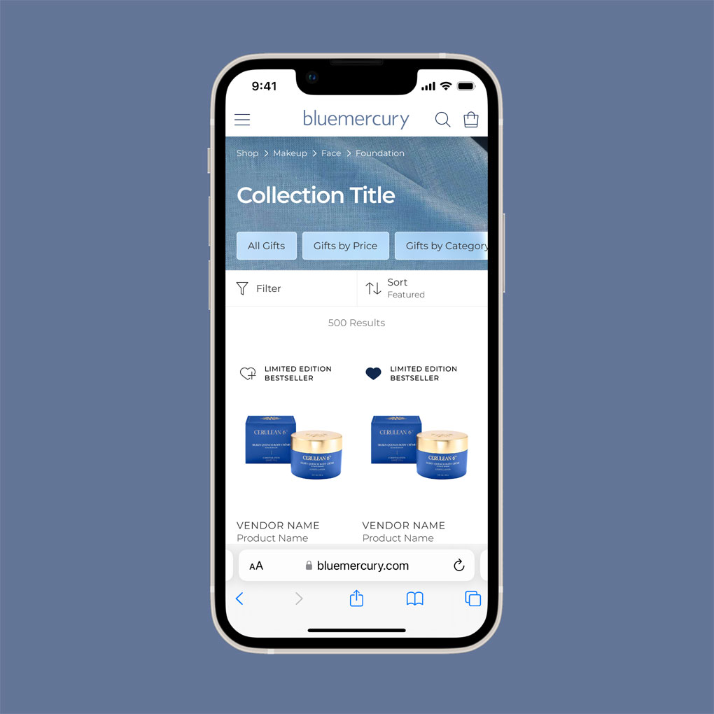 A preview of the Bluemercury site