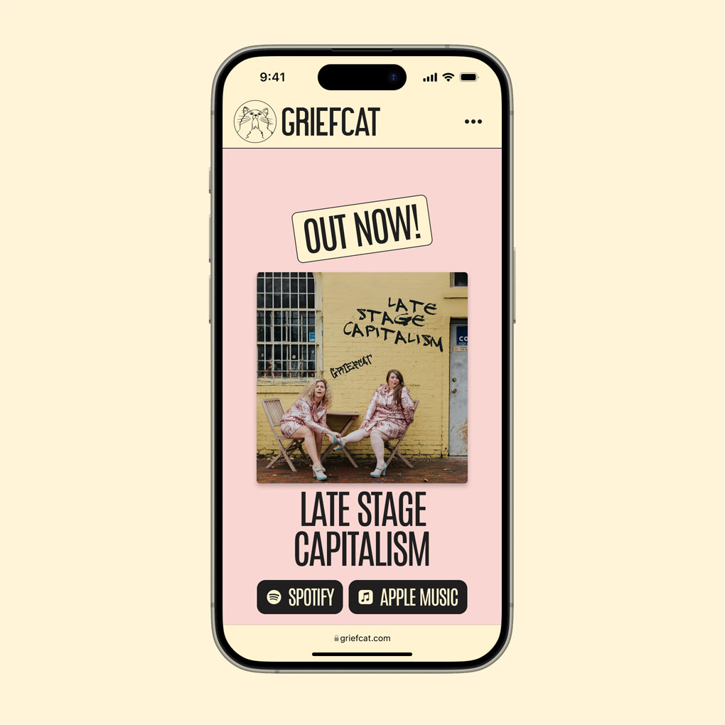 Griefcat mobile website homepage design