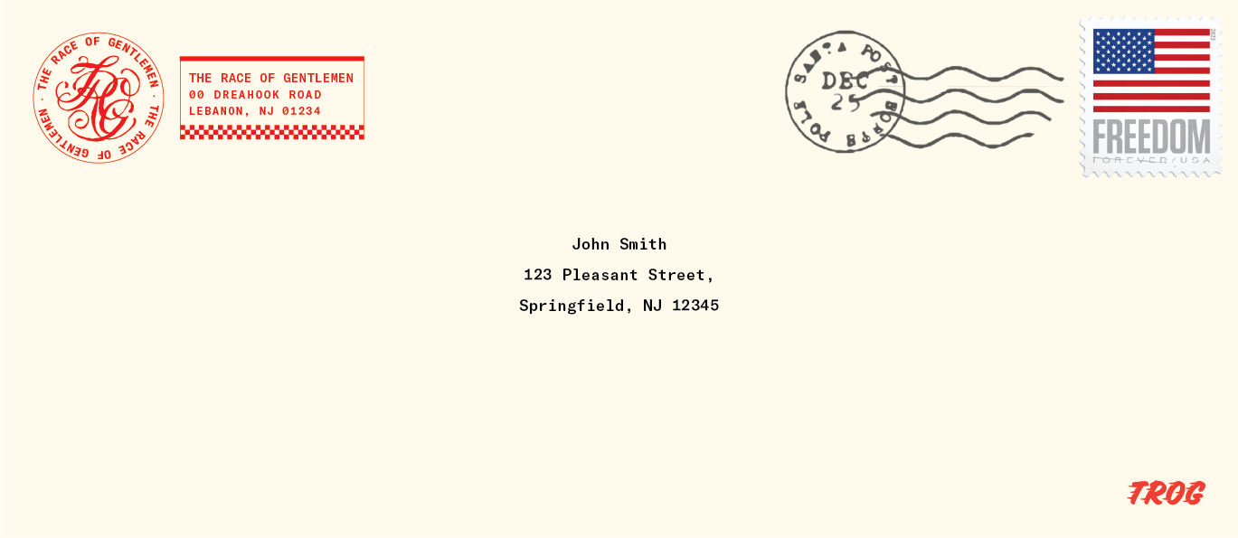 Large Envelope design from The Race of Gentlemen with filler text